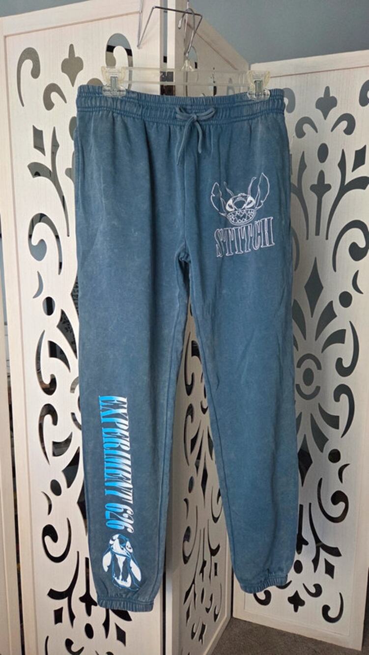Disney Stitch Jogger Sweatpants Womens Small Blue Lilo Lounge NWOT